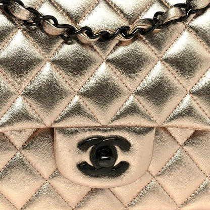 Chanel Metallic Lambskin Quilted Medium Double Flap Gold Black 7 of 9