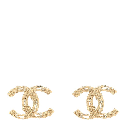 Chanel Crystal CC Camellia Earrings Gold 1 of 4