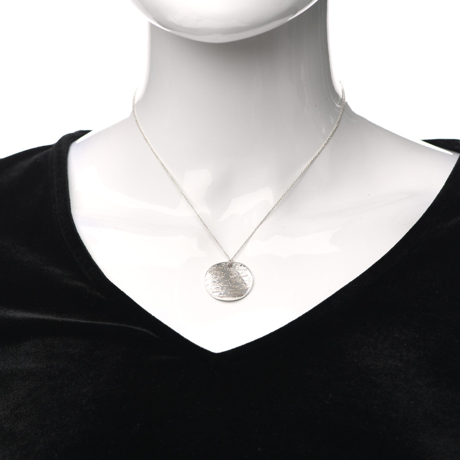 Tiffany Sterling Silver Notes Round Pendant Necklace 2 of 5