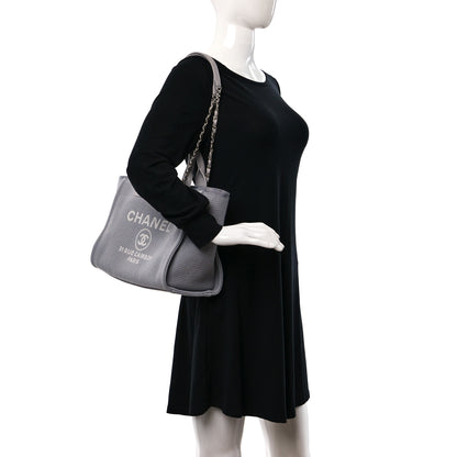 Chanel Mixed Fibers Calfskin Small Deauville Tote Grey 2 of 12