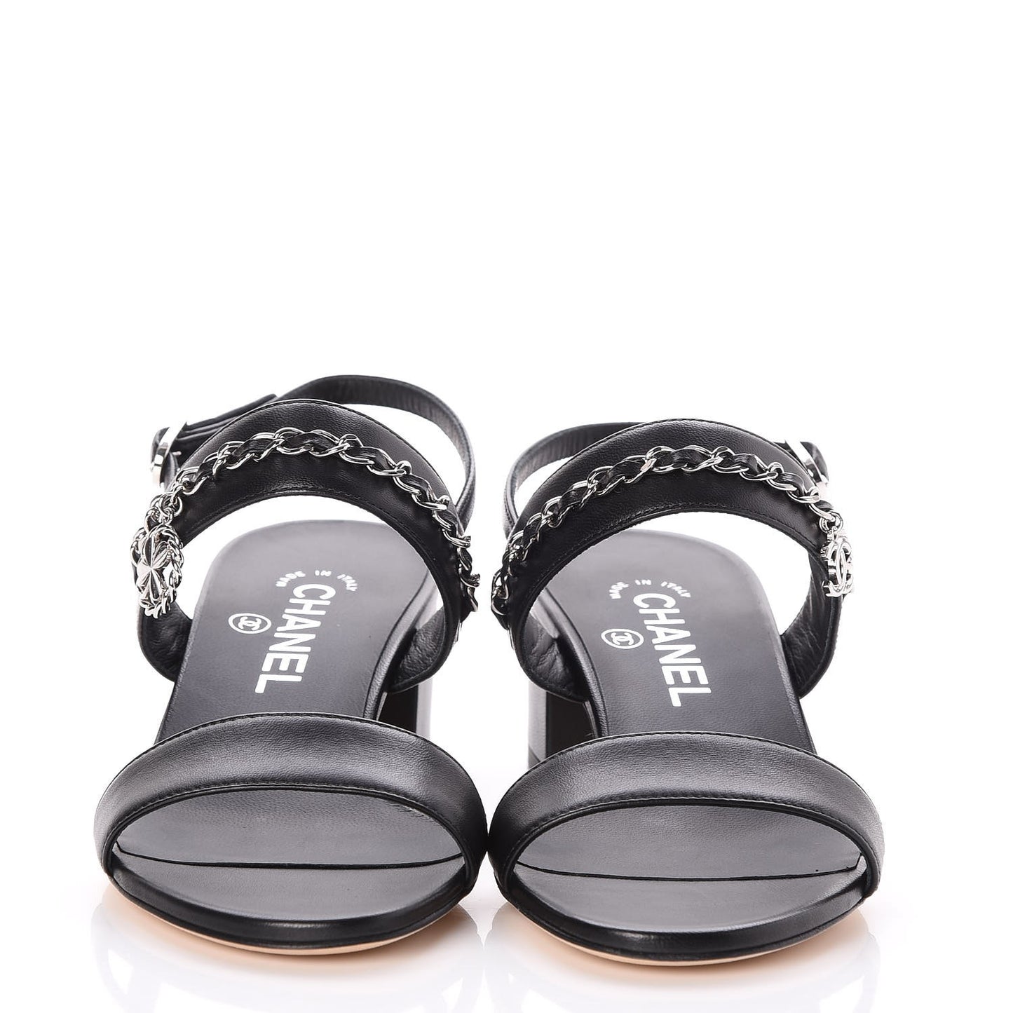 Lambskin Chain Sandals 36.5 Black