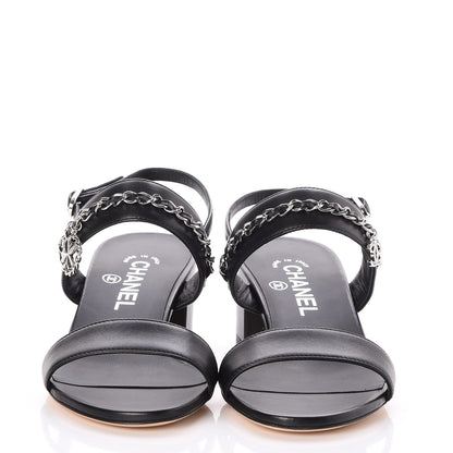 Chanel Lambskin Chain Sandals 36.5 Black 2 of 10