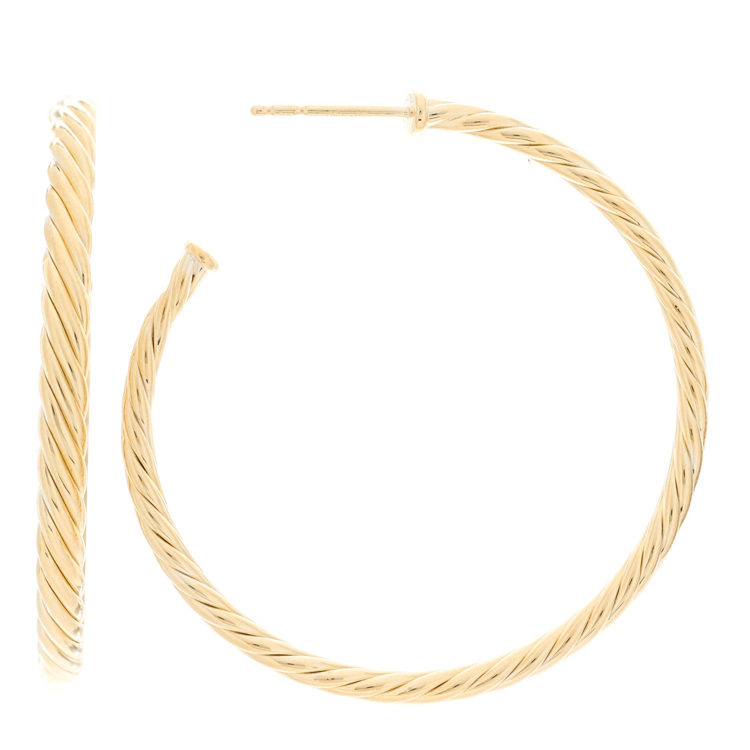 David Yurman 18K Yellow Gold Medium Cablespira Hoop Earrings 1 of 6