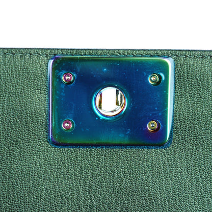Chanel Iridescent Goatskin Quilted New Medium Boy Flap Green 5 of 8