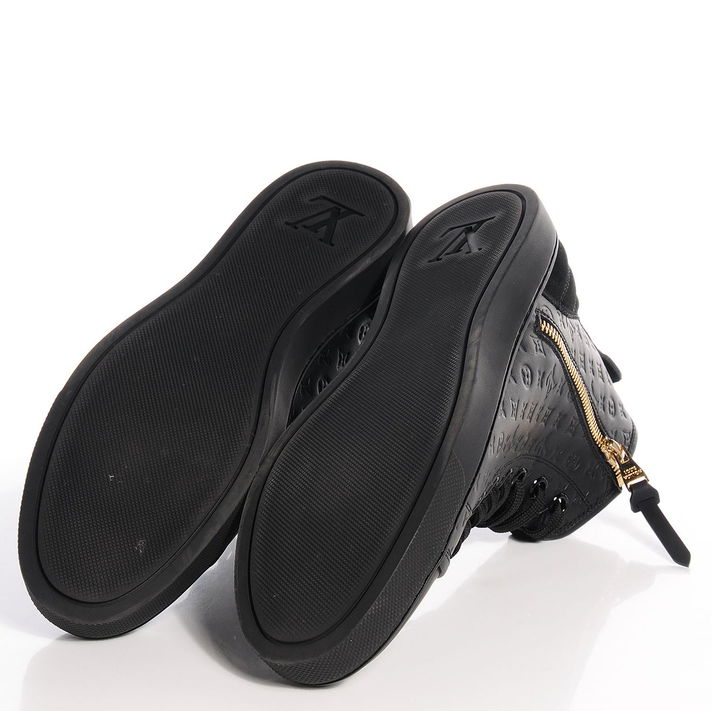Calfskin Monogram Embossed Punchy Sneakers 39.5 Black