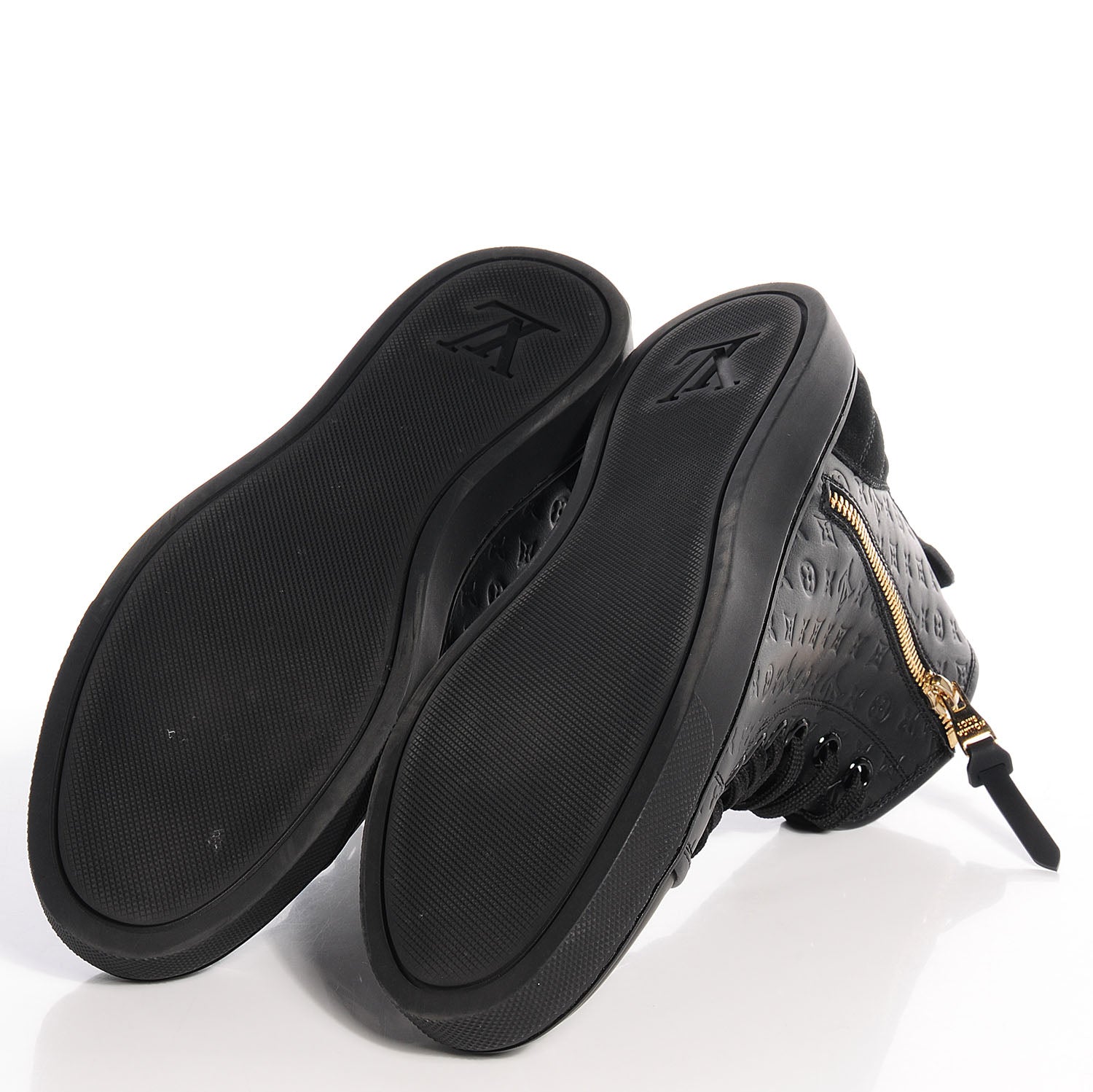 Louis Vuitton Calfskin Monogram Embossed Punchy Sneakers 39.5 Black 6 of 8