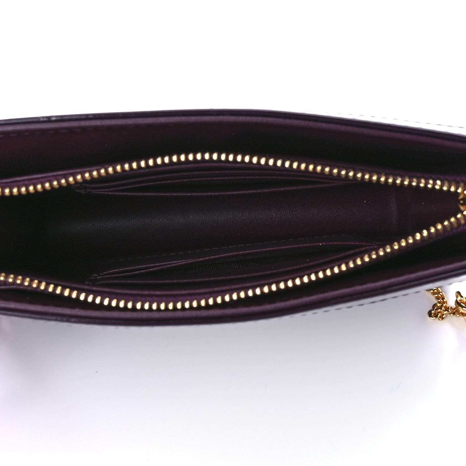 Christian Dior Patent Cannage Caro Zipped Pouch With Chain Amaranth 4 of 11