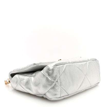 Chanel Metallic Lambskin Quilted Medium Chanel 19 Flap Silver 4 of 10