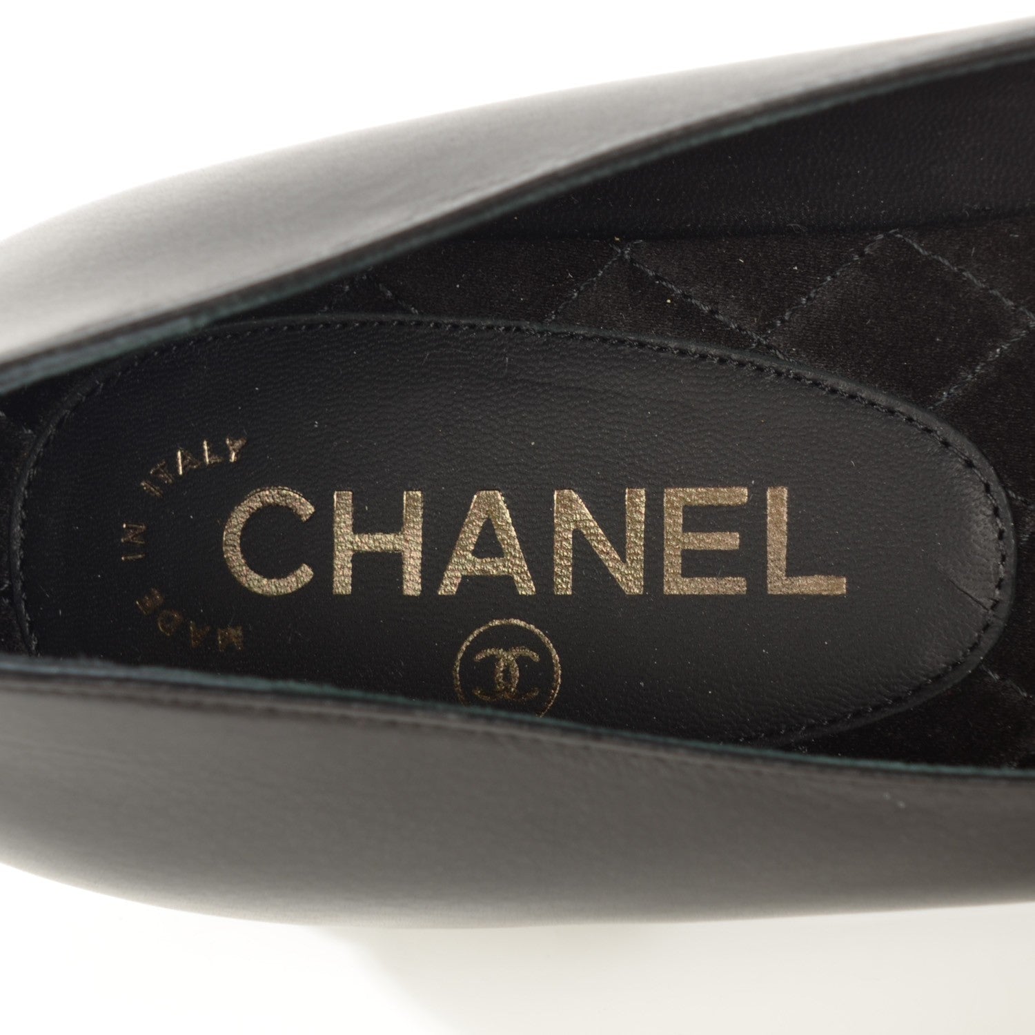Chanel Patent Lambskin Crystal CC Cap Toe Ballerina Flats 38 Black 8 of 8