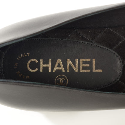 Chanel Patent Lambskin Crystal CC Cap Toe Ballerina Flats 38 Black 8 of 8
