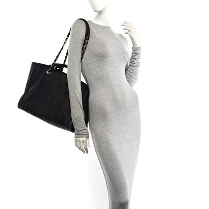 Chanel Mixed Fibers Calfskin Striped Medium Deauville Tote Black 2 of 10