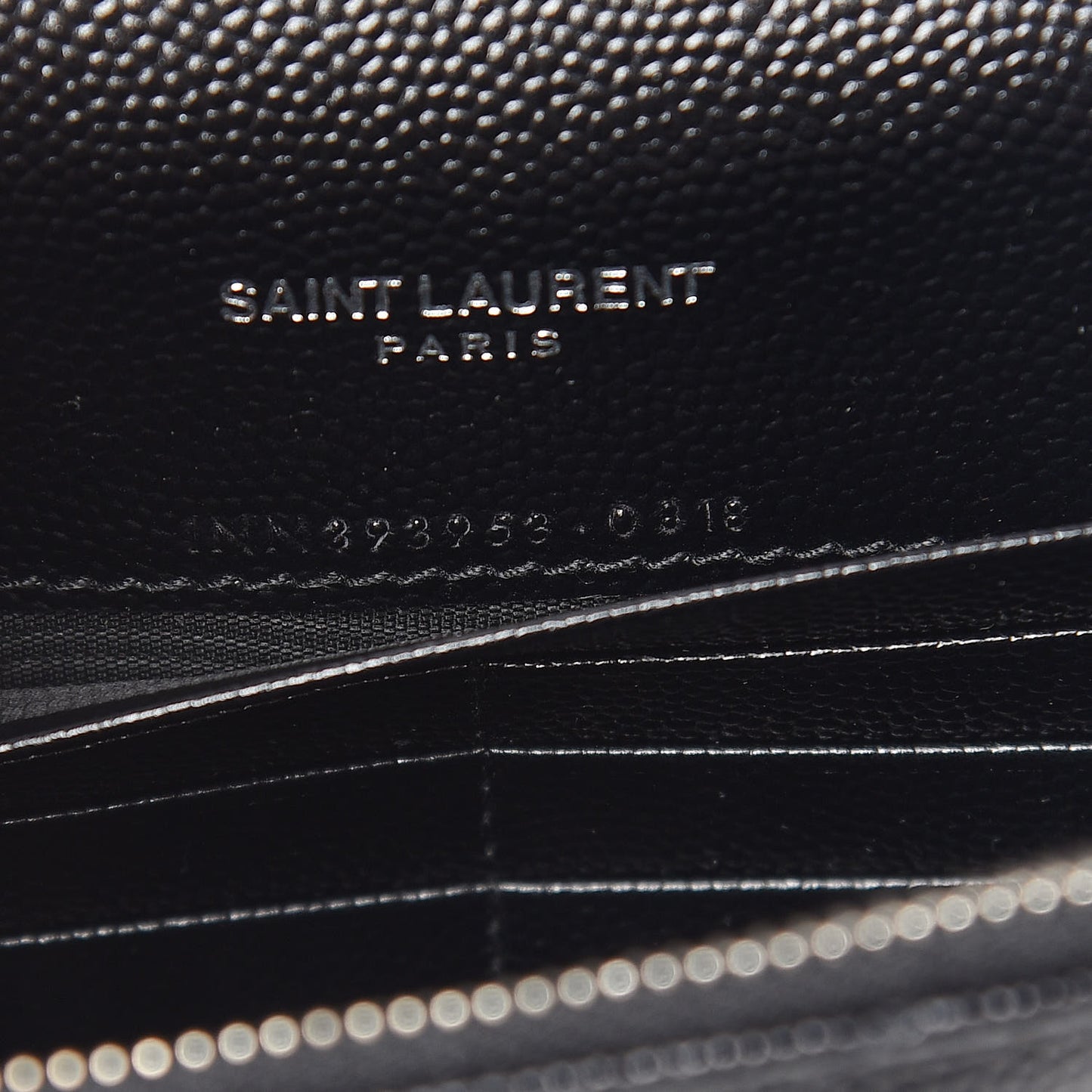 Grain De Poudre Matelasse Chevron Monogram Envelope Chain Wallet Black