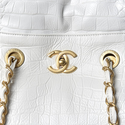 Chanel Calfskin Crocodile Embossed Large Cocodile Shopping Tote White 11 of 11