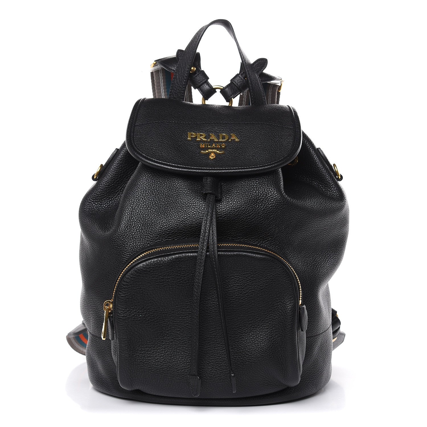 Prada Vitello Daino Cinch Backpack Black 1 of 9