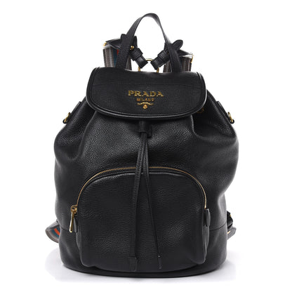 Prada Vitello Daino Cinch Backpack Black 1 of 9