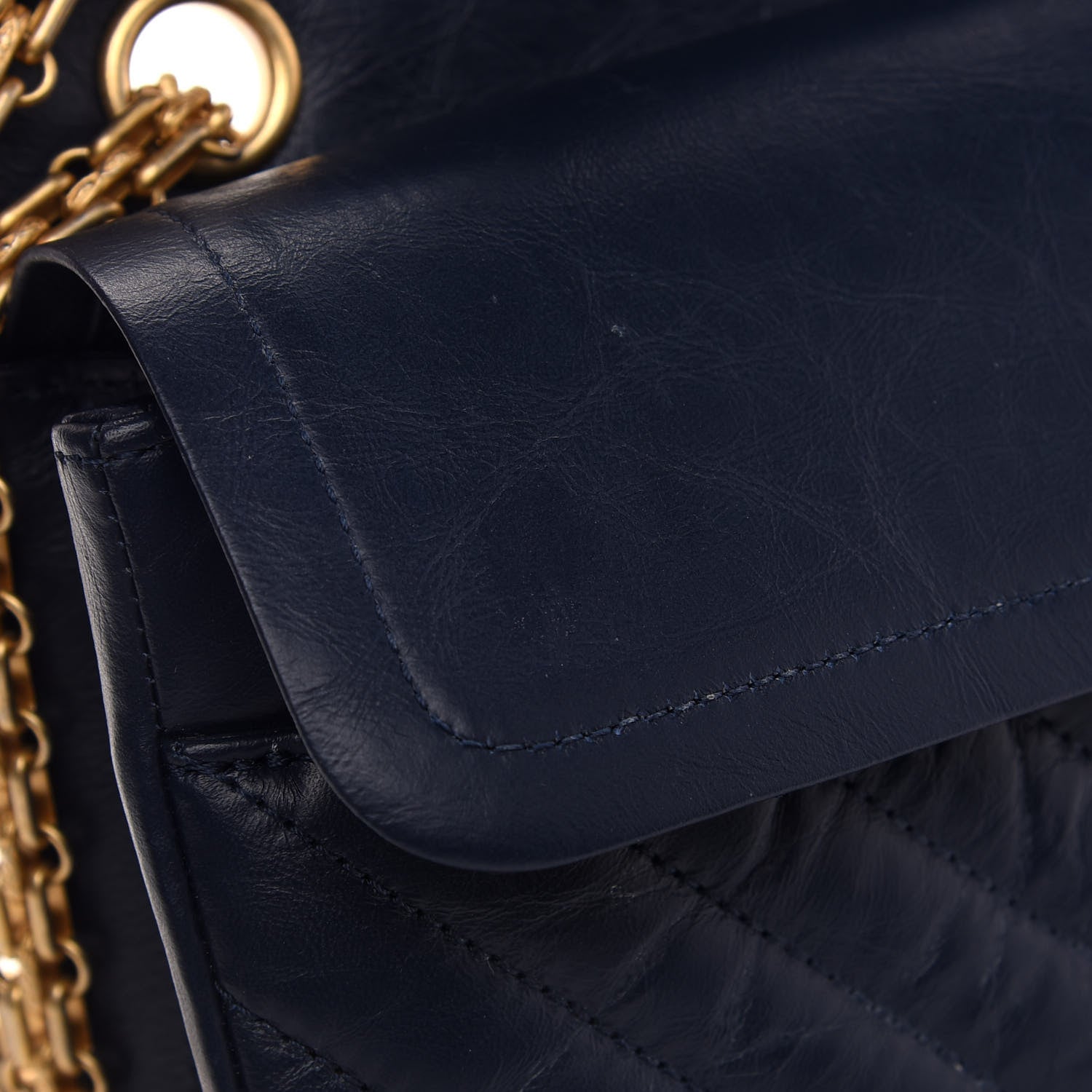 Chanel Aged Calfskin Chevron Quilted 2.55 Reissue 225 Flap Blue 11 of 11