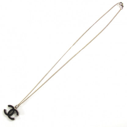 Chanel CC Logo Pendant Necklace Black 1 of 3