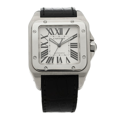 Cartier Stainless Steel Alligator 38mm Santos 100 Automatic Watch 1 of 4