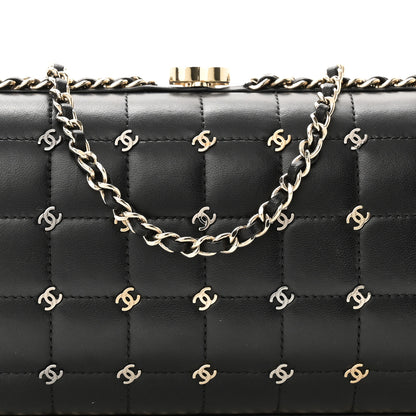 Chanel Lambskin Quilted CC Studded Chain Around Clutch Black 8 of 10