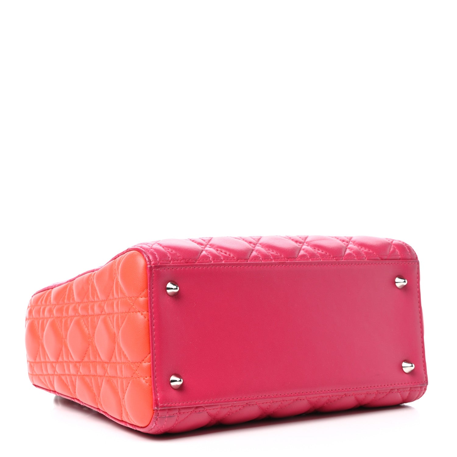 Christian Dior Lambskin Cannage Medium Tri-Color Lady Dior Fuchsia Orange 4 of 10