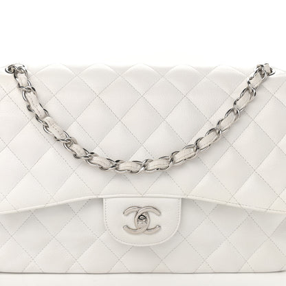 Chanel Caviar Quilted Jumbo Double Flap White 8 of 15