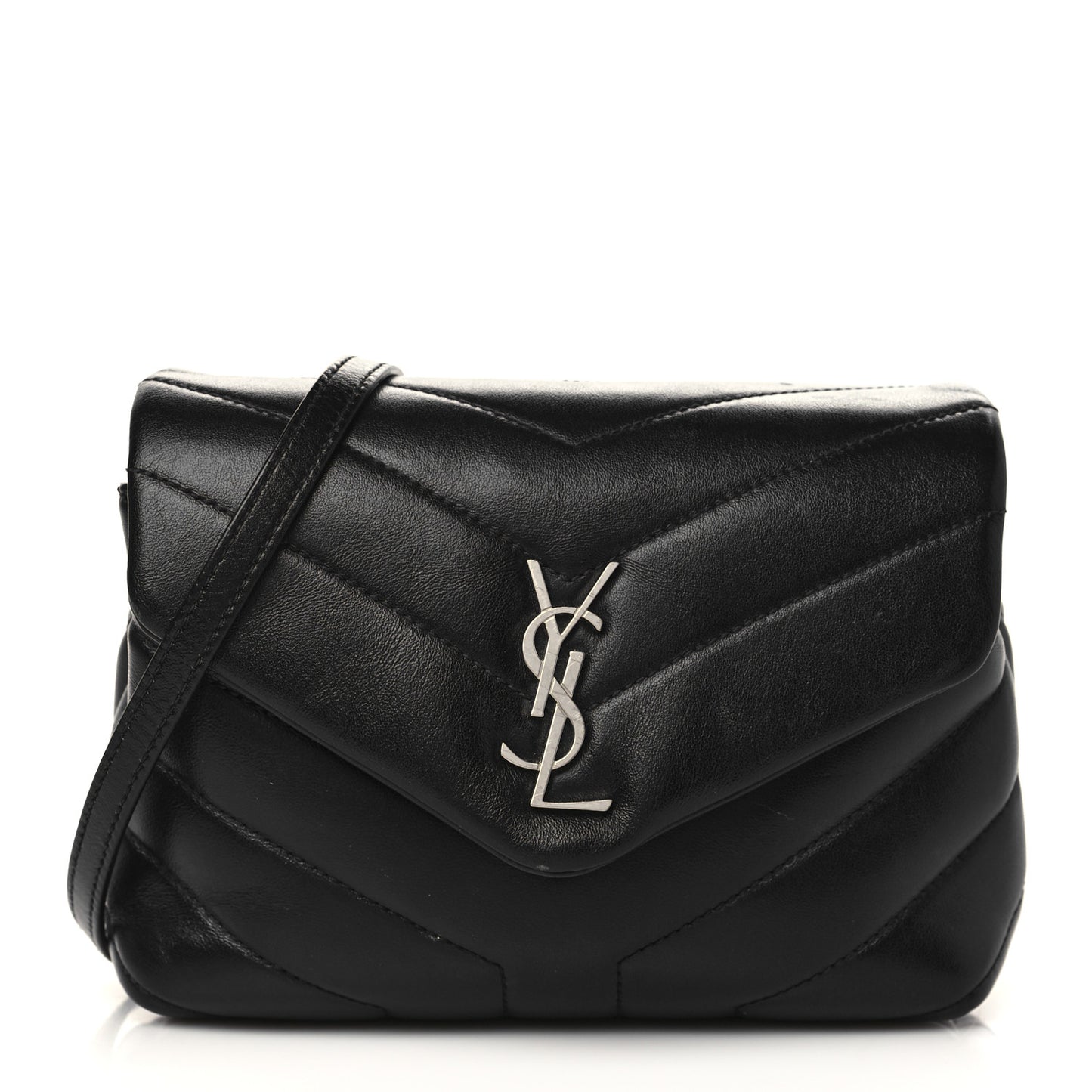 Calfskin Y Quilted Monogram Toy Loulou Crossbody Bag Black
