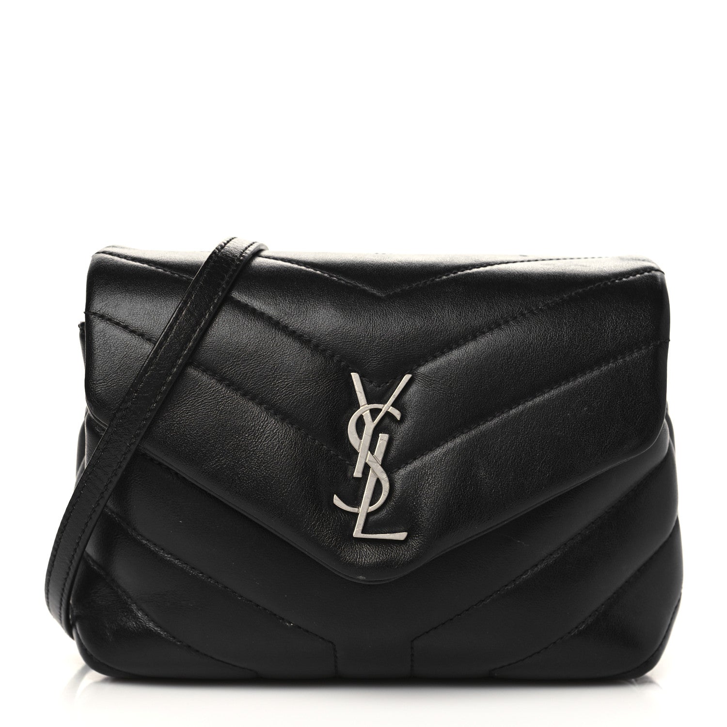 Saint Laurent Calfskin Y Quilted Monogram Toy Loulou Crossbody Bag Black 1 of 6