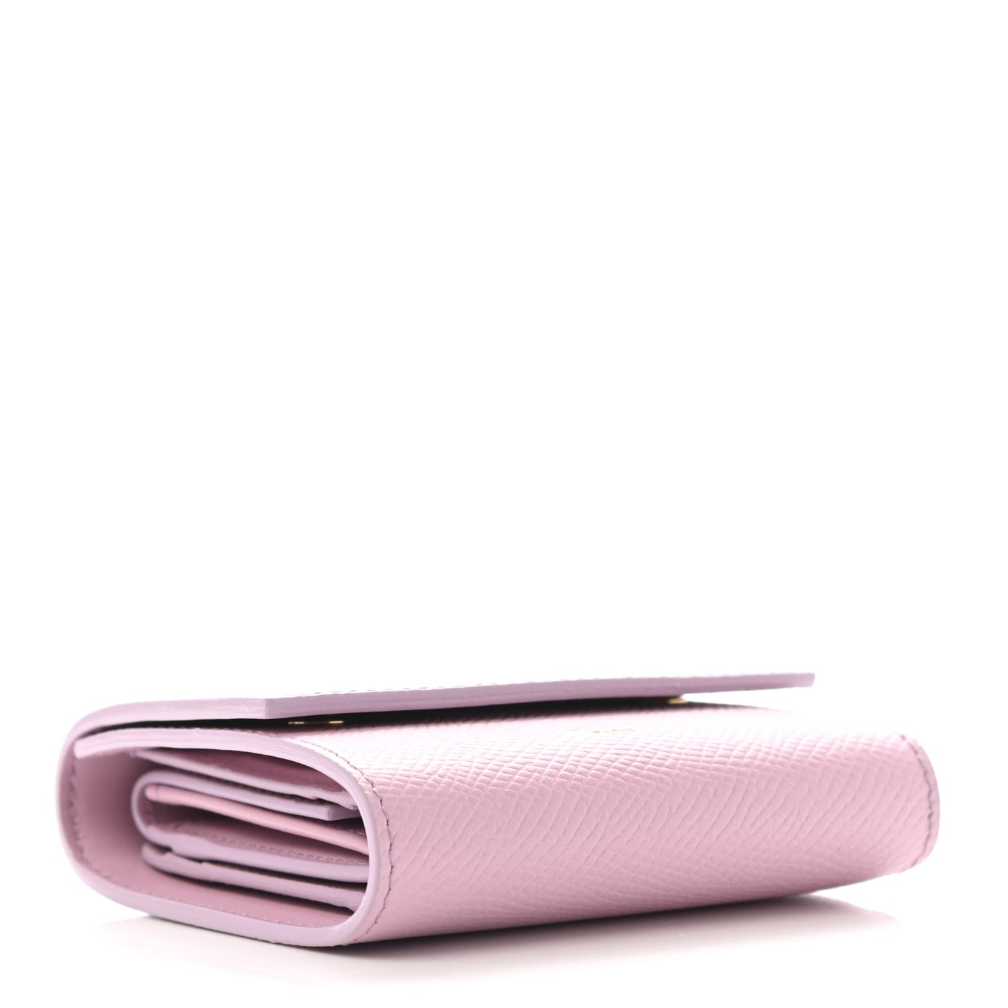 Grained Calfskin Small Tri-Fold Wallet Rose Quartz