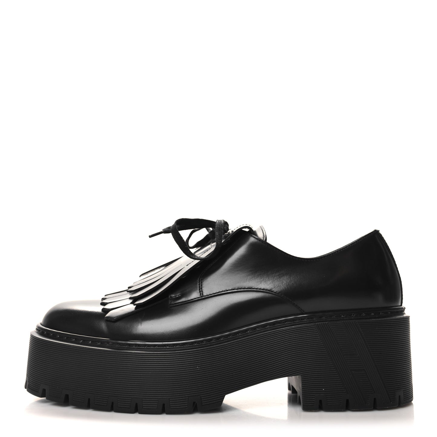 Glazed Calfskin Womens Hariston Derby Loafers 40 Black