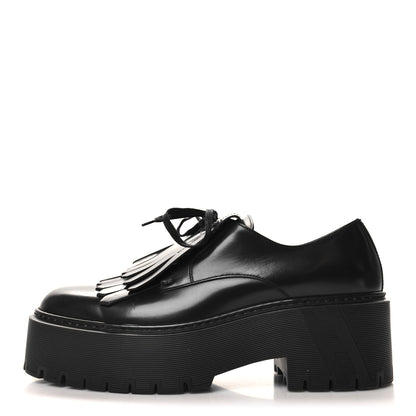 Hermes Glazed Calfskin Womens Hariston Derby Loafers 40 Black 1 of 9