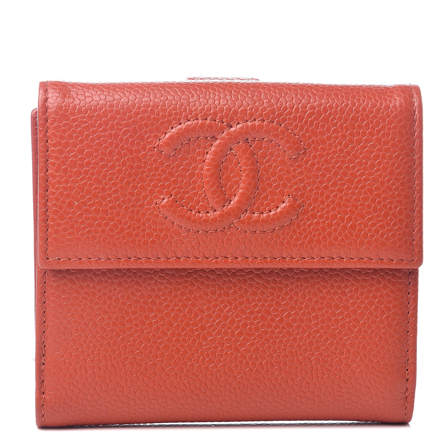 Chanel Caviar Timeless CC Compact French Wallet Red 1 of 6