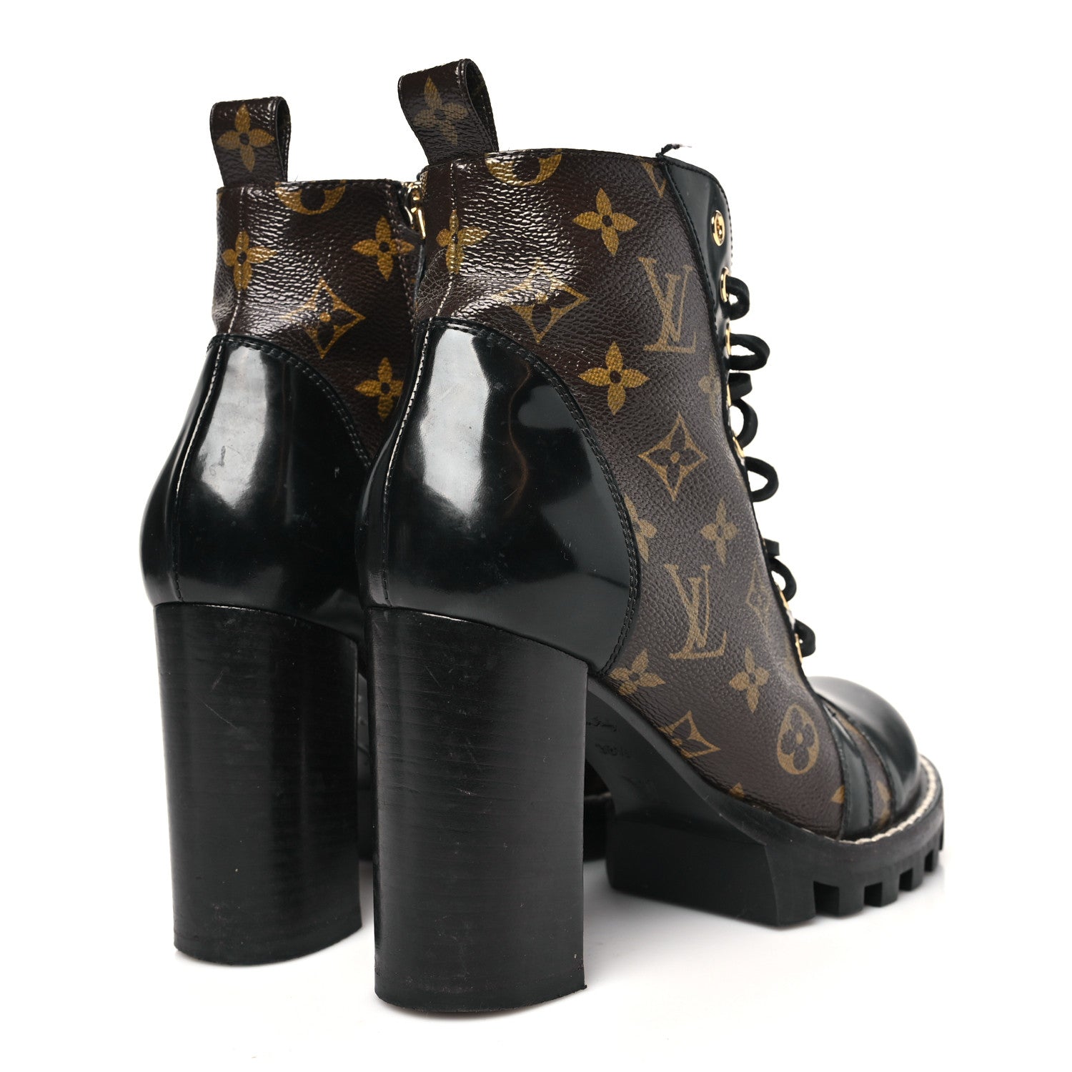 Louis Vuitton Patent Calfskin Monogram Star Trail Ankle Boots 38.5 Black 5 of 9