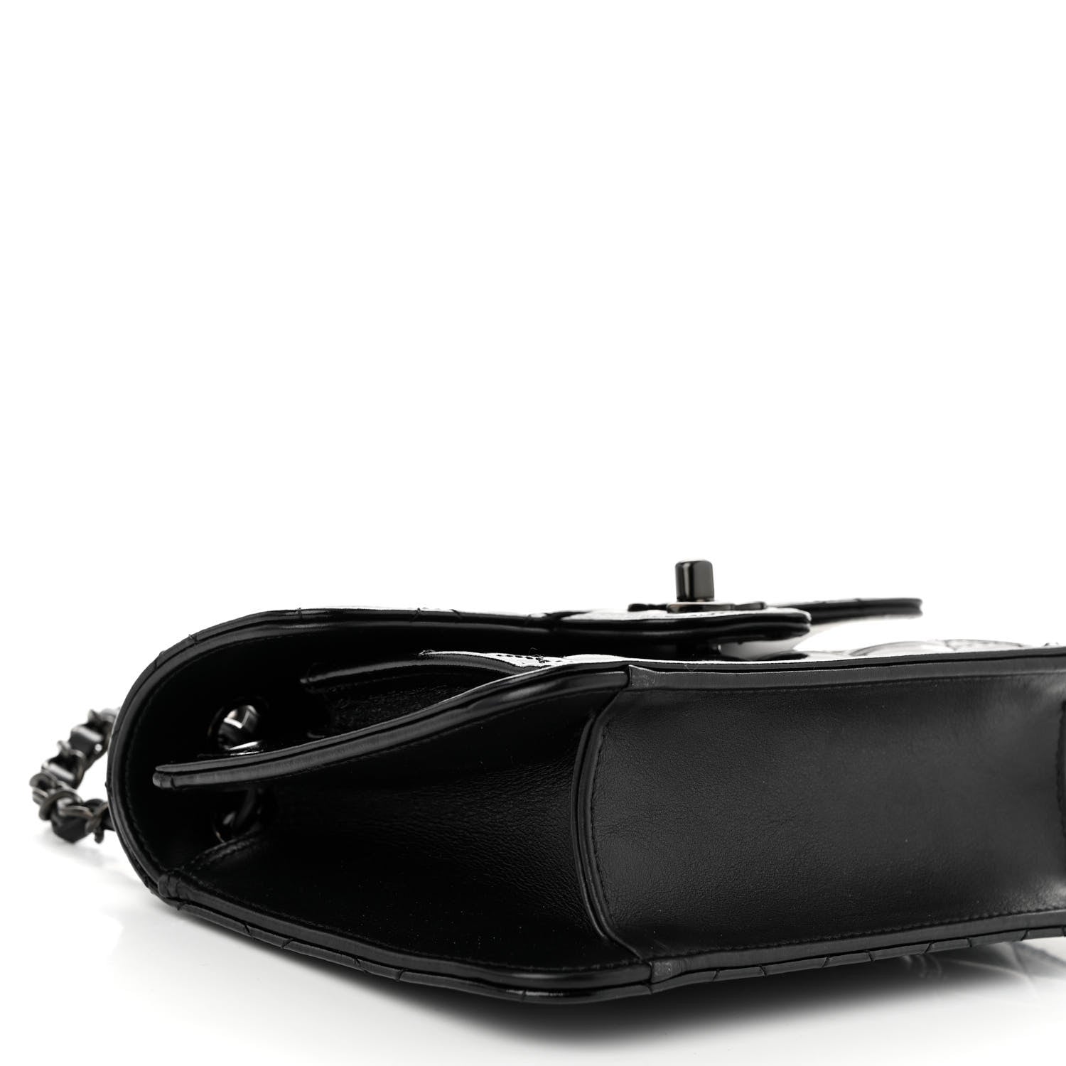 Chanel Shiny Crumpled Calfskin Quilted Double You Mini Flap So Black 9 of 10
