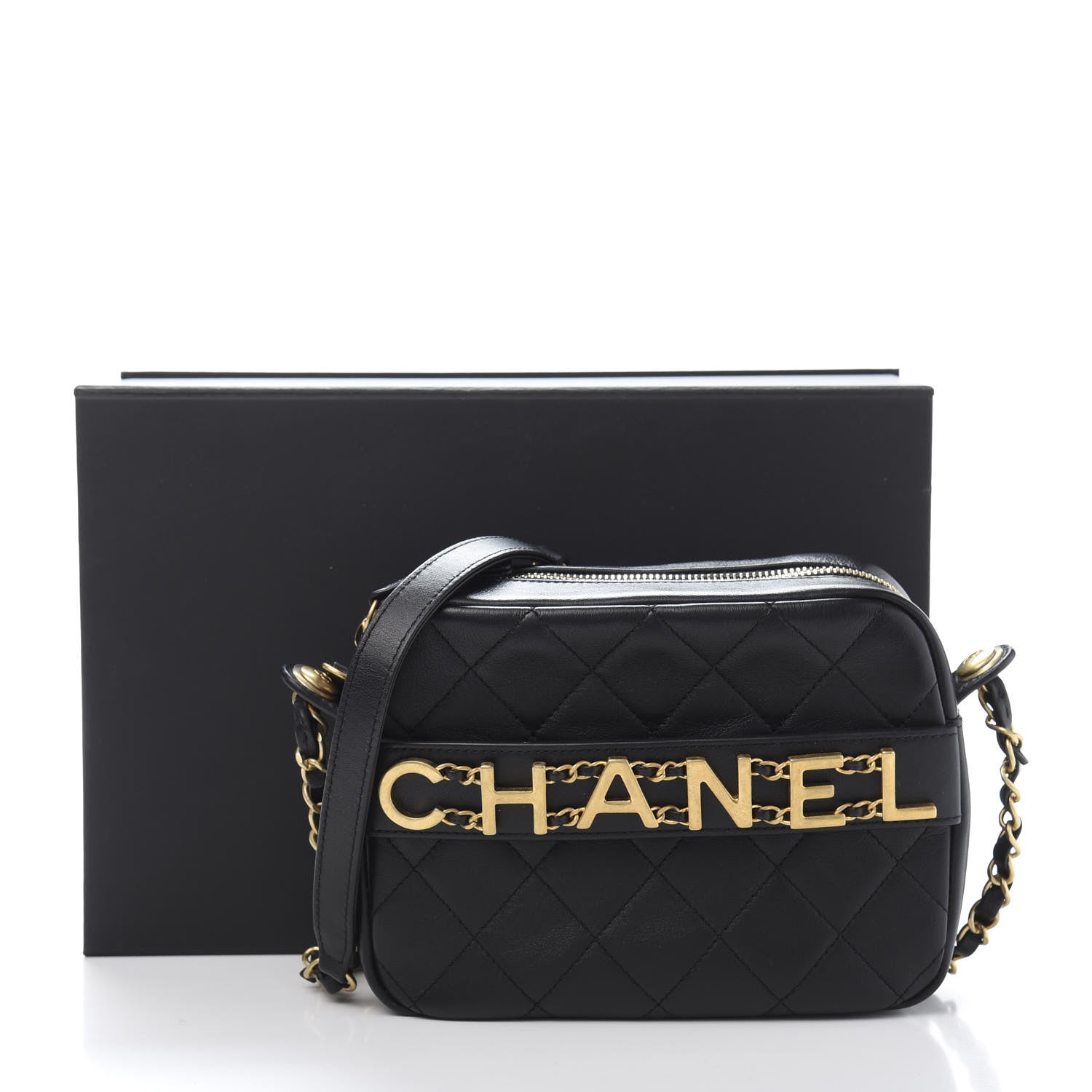 Chanel Calfskin Quilted Enchained Camera Case Bag Black 11 of 11