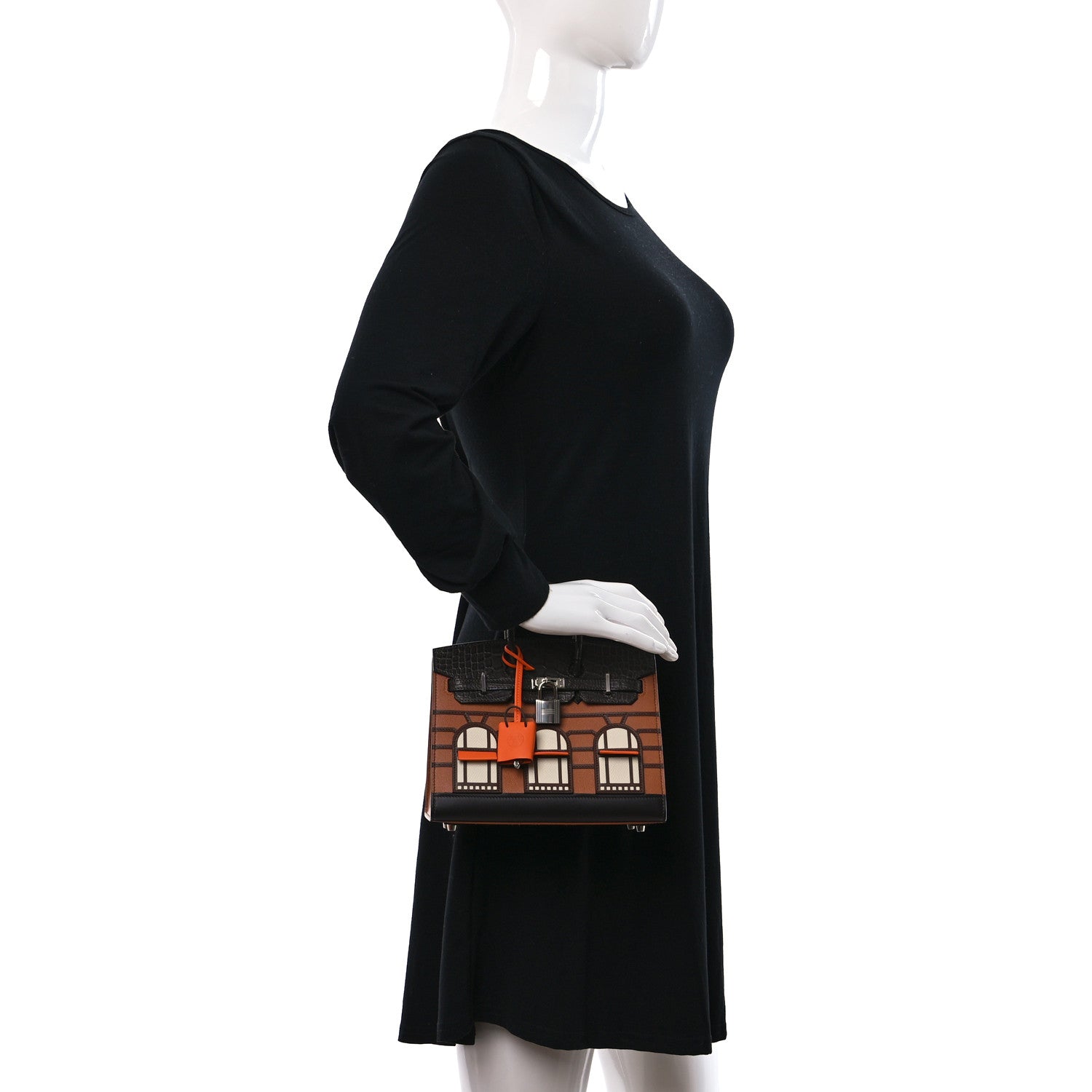 Hermes Madame Calfskin Matte Alligator Epsom Faubourg Day Birkin Sellier 20 Gold Ebene Orange 2 of 12