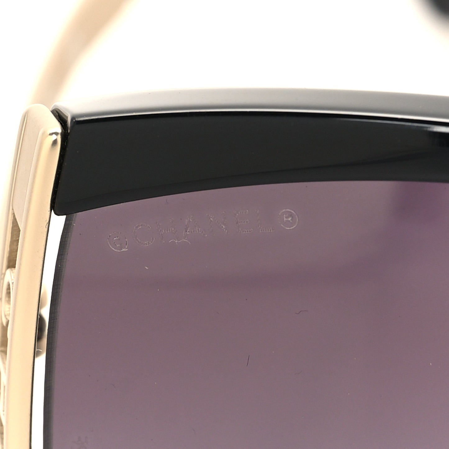 Acetate Metal Logo Square Sunglasses 71545A Black Gold