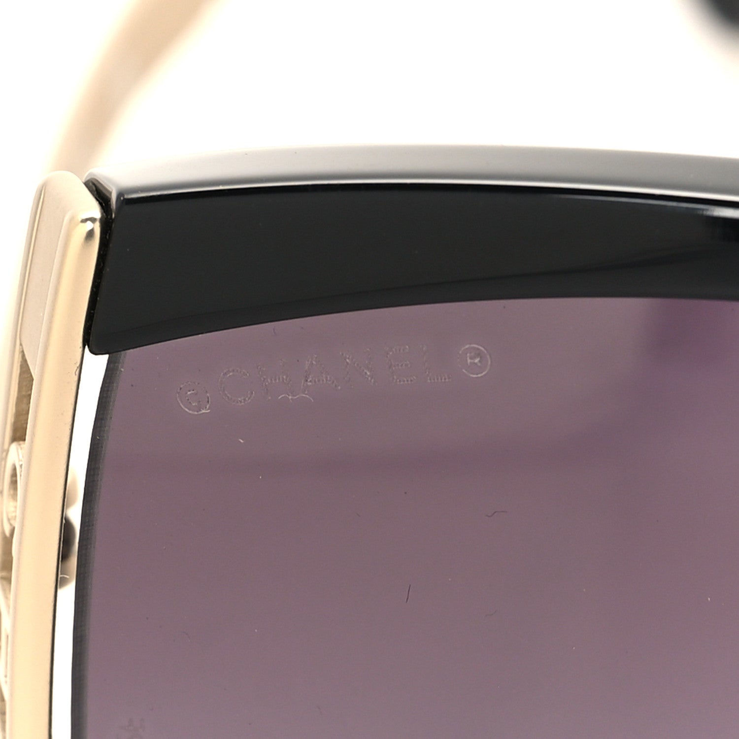 Chanel Acetate Metal Logo Square Sunglasses 71545A Black Gold 7 of 8