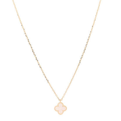 Van Cleef & Arpels 18K Yellow Gold Mother of Pearl Sweet Alhambra Pendant Necklace 1 of 6