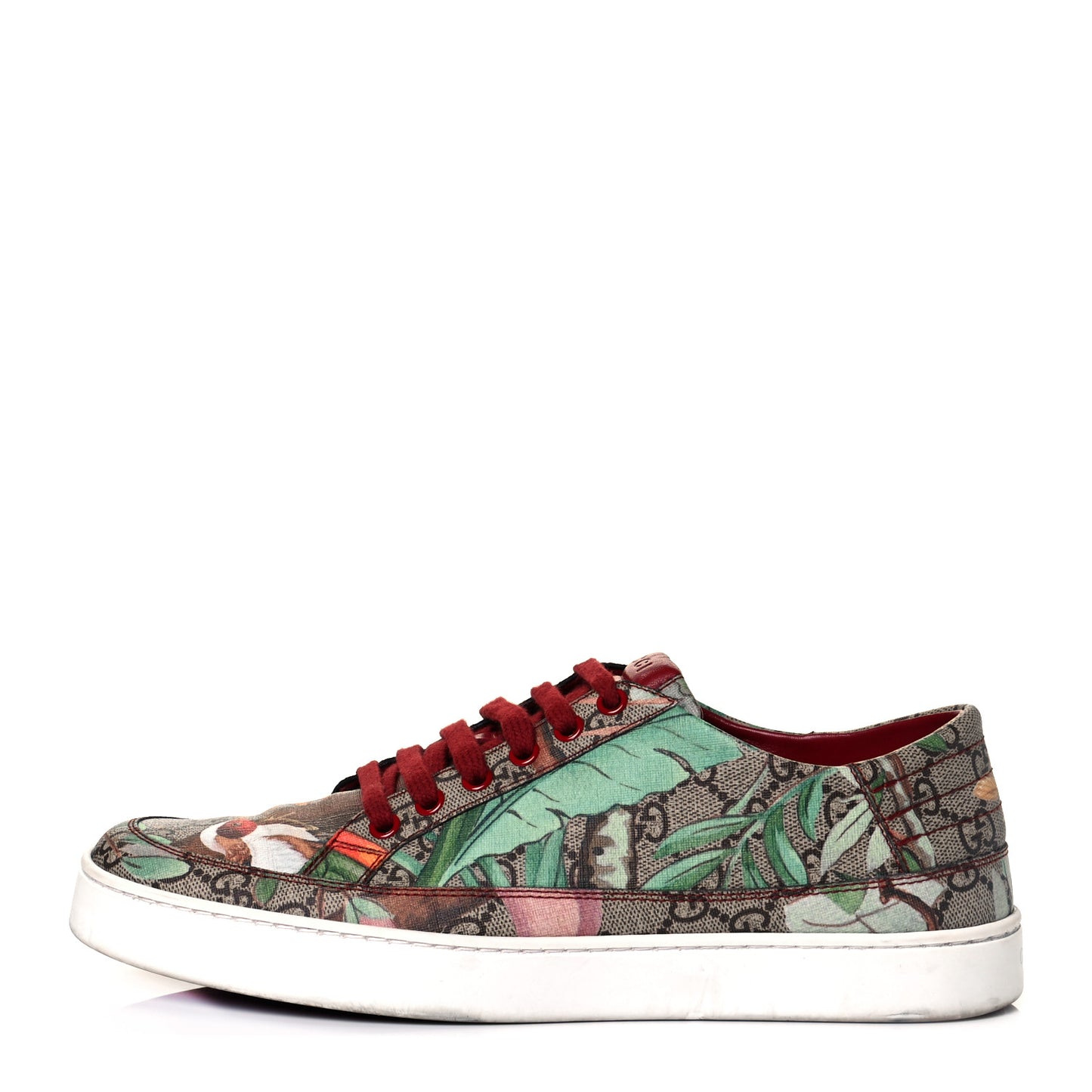 GG Supreme Monogram Tian Mens Low Top Sneakers 7.5 Beige Multicolor Red