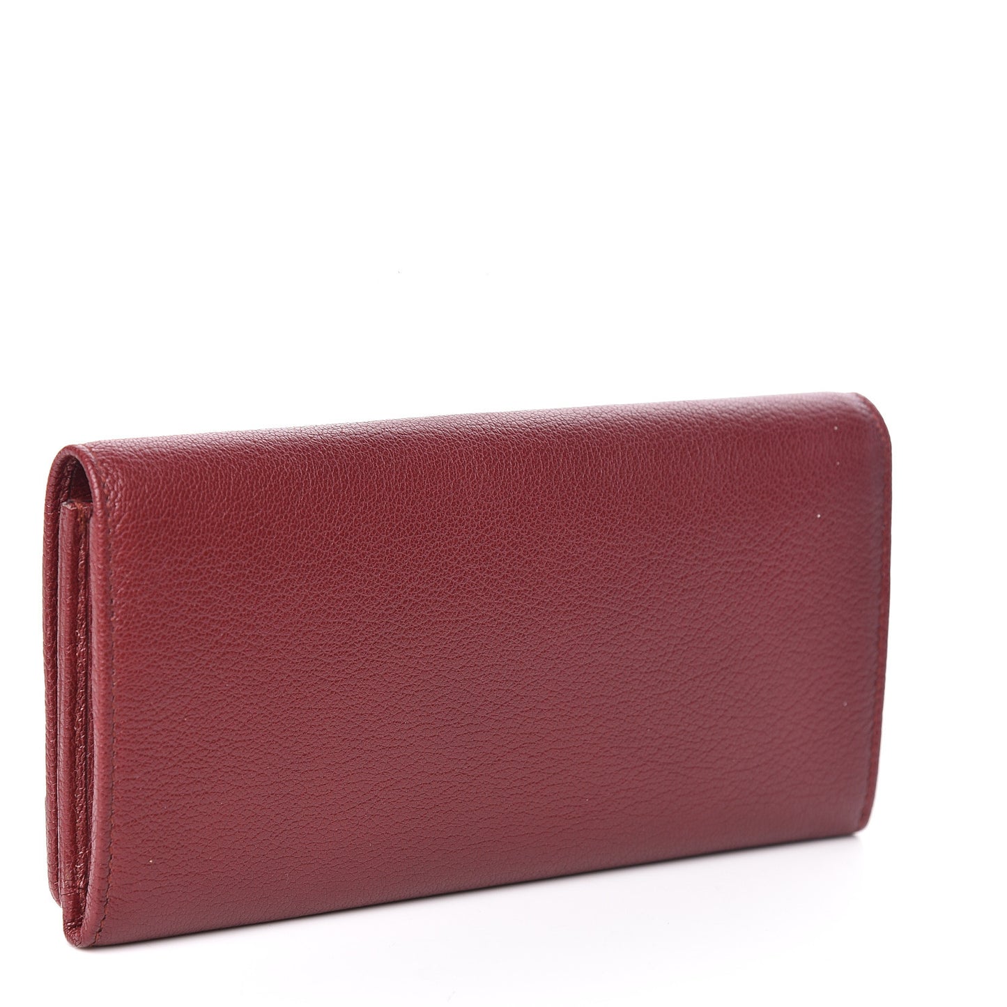 Chevre Gold Metallic Edge Hardware Money Wallet Bordeaux