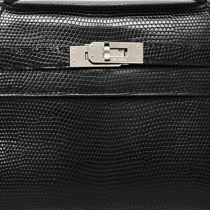 Hermes Lizard Kelly Pochette Clutch Black 11 of 12