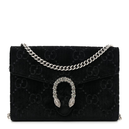 Gucci Velvet GG Monogram Mini Dionysus Chain Wallet Black 1 of 15
