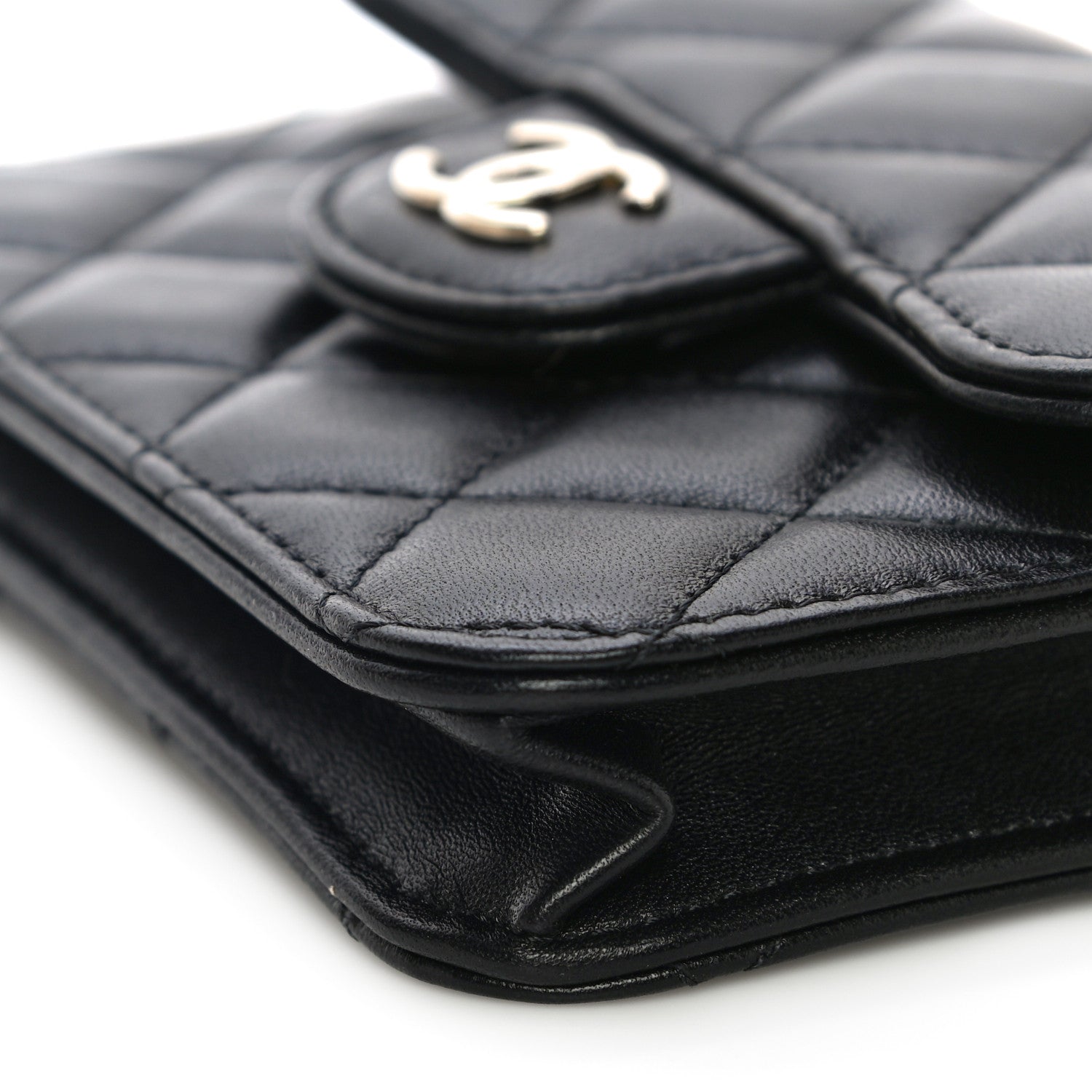 Chanel Lambskin Quilted Top Handle Flap Coin Purse With Chain Black 11 of 15