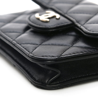 Chanel Lambskin Quilted Top Handle Flap Coin Purse With Chain Black 11 of 15