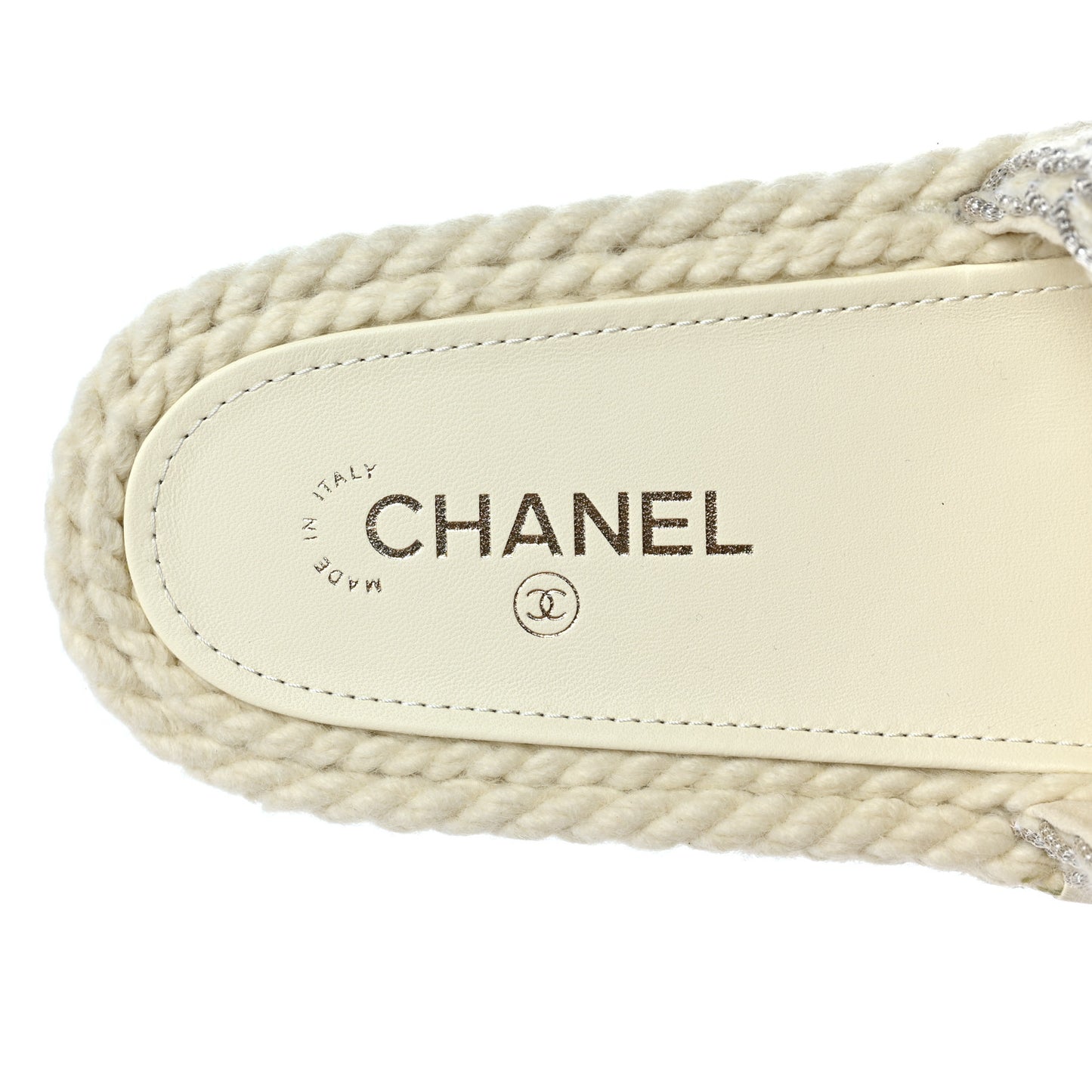Braided Knit CC Mules 41 Ecru