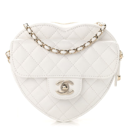 Chanel Lambskin Quilted CC In Love Heart Bag White 1 of 11