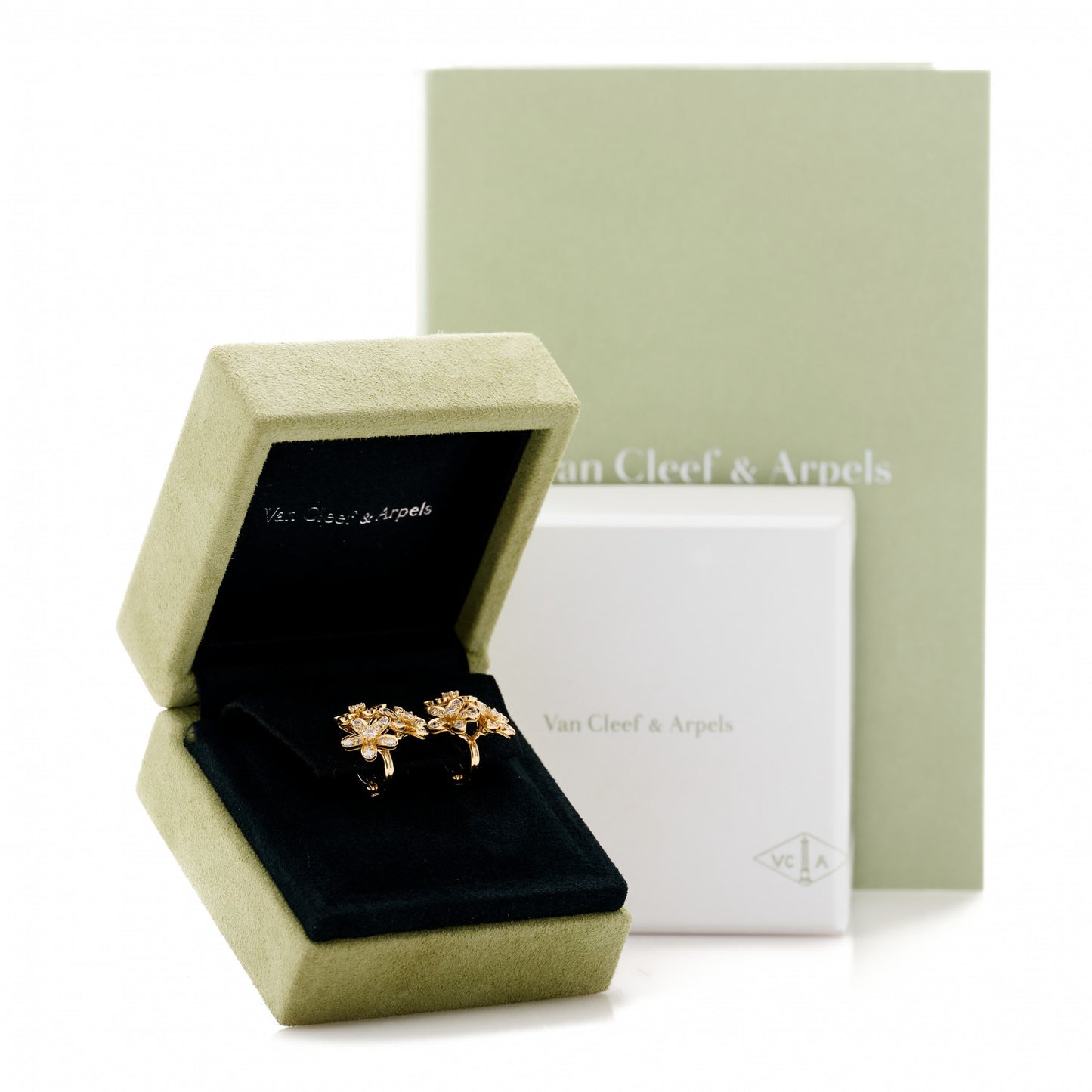 18K Yellow Gold Diamond Socrate 3 Flowers Earrings