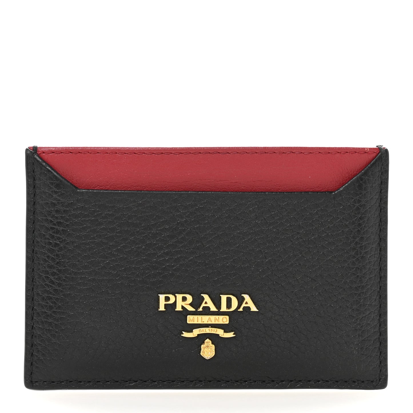 Vitello Grain Metal Card Holder Black Fuoco