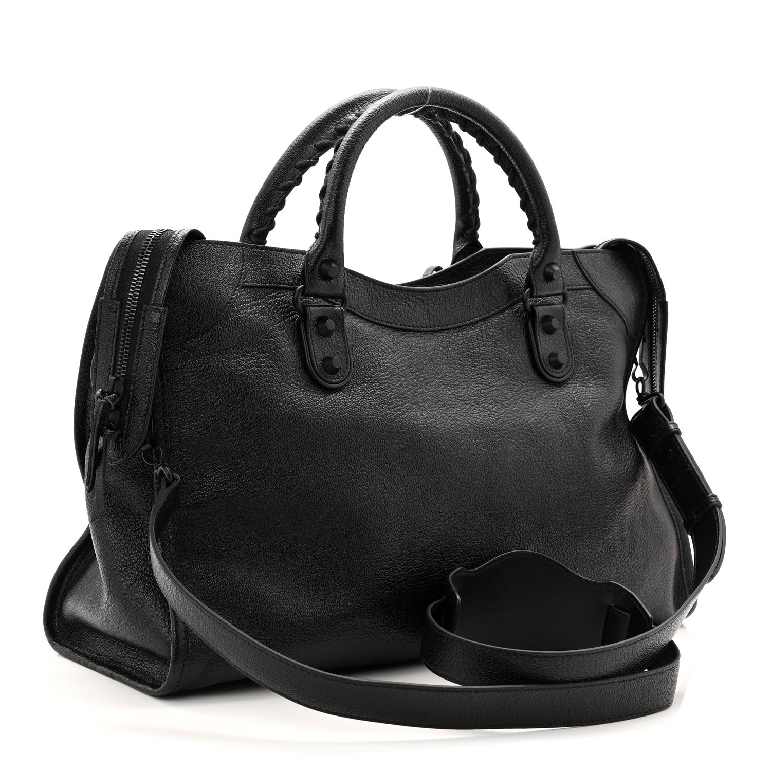 Balenciaga Shiny Grained Goatskin Black Metallic Edge City Black 4 of 11