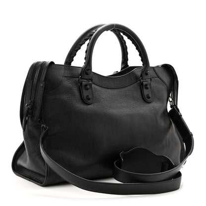 Balenciaga Shiny Grained Goatskin Black Metallic Edge City Black 4 of 11